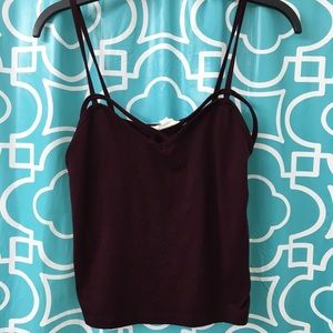 Burgundy Strappy Crop Top